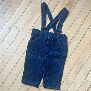 Vintage Baby Navy Blue Corduroy Overalls Pants with Suspenders 6 Mo